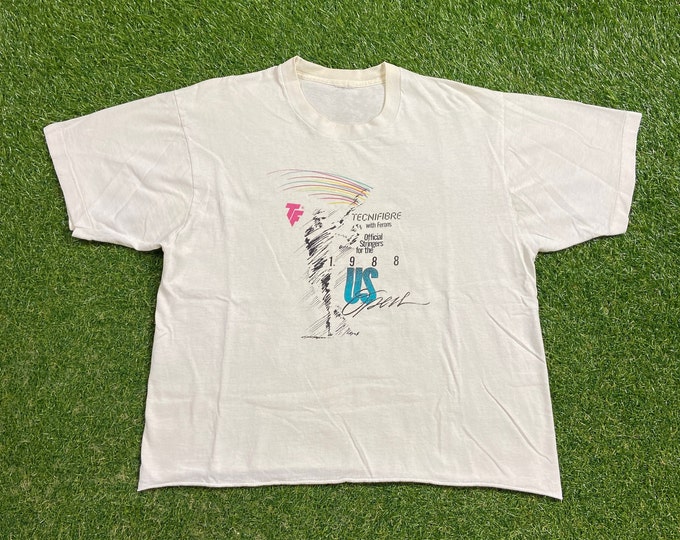 Vintage Tennis US Open 1988 T Shirt Tee Size Medium M Serena Williams Andre Agassi New York Tennis 1980s 80s