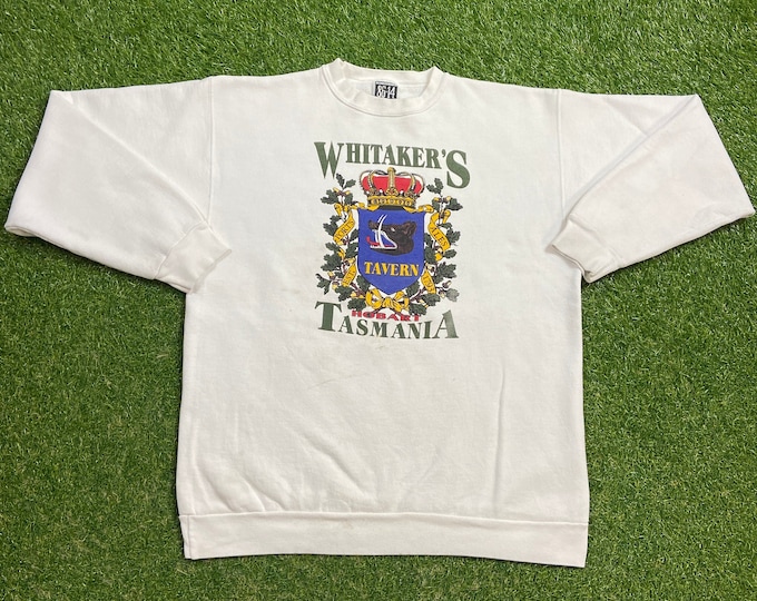 vintage Whitaker's Tavern Hobart Tasmania Crewneck Sweatshirt Made USA Size Xtra Large XL Australia Oldest Pub Beer Tourist Travel Souvenir