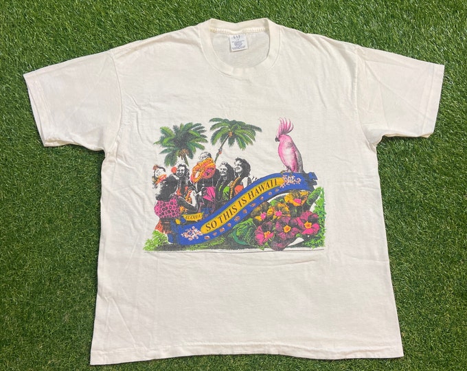 Vintage Hawaii T Shirt Tee Gap Made USA Size Large L Aloha Waikiki Beach Honolulu Manoa Island Classic 1990s 90s