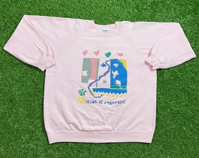 Vintage Skiing at Steamboat Crewneck Sweatshirt Made USA Size Large L Aspen Colorado Denver Boulder Snowboard Mountains 1990s 90s Pull Over