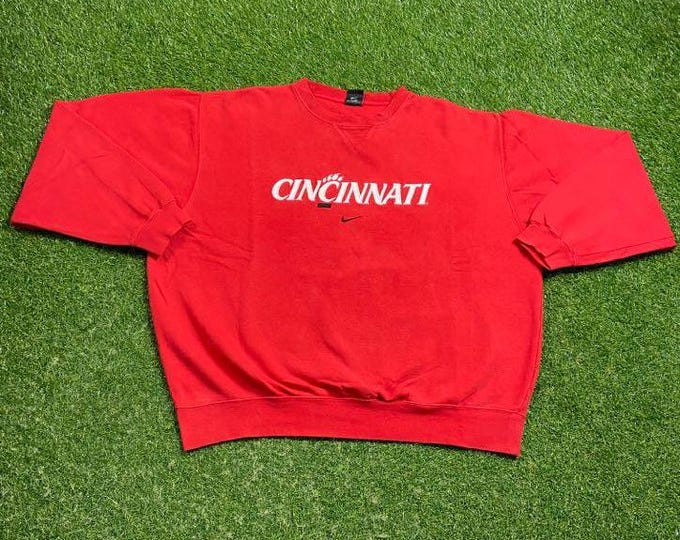 Vintage University of Cincinnati Bearcats Crewneck Sweatshirt Nike Size Xtra Large XL Ohio NCAA Football Basketball Pull Over Oversized