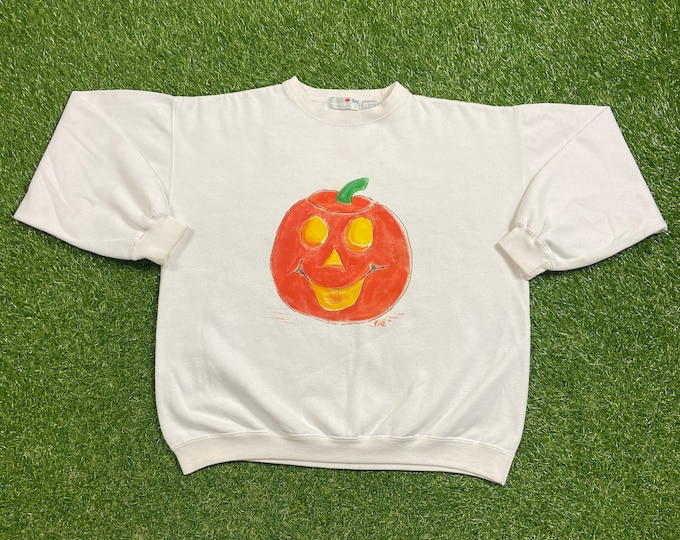 Vintage Halloween Crewneck Sweatshirt Size Medium M Haunted House Trick or Treat Oct 31 Spooky 1990s 90s Pull Over Oversized