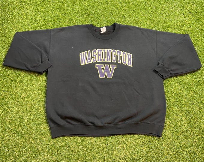 Vintage University of Washington Huskies Crewneck Sweatshirt Size XXL 2XL NCAA College Football 1990s 90s Pull Over Oversized