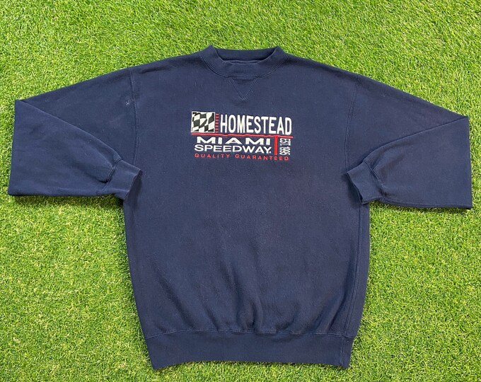 Vintage Homestead Miami Speedway Crewneck Sweatshirt St Clair Apparel Size Medium M NASCAR Motorsports Florida 1990s Pull Over Oversized