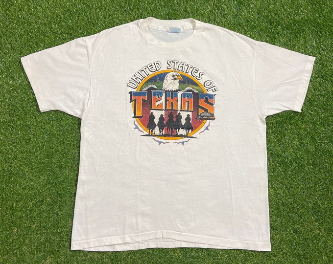 Vintage United States of Texas T Shirt Tee Made USA Size Xtra Large XL Houston Dallas Austin Southern State 1990s 90s