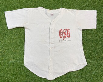 Vintage Ohio State University Jersey Shirt Tee Made USA Size Large L Buckeyes Cleveland OSU NCAA College Football 1990s 90s