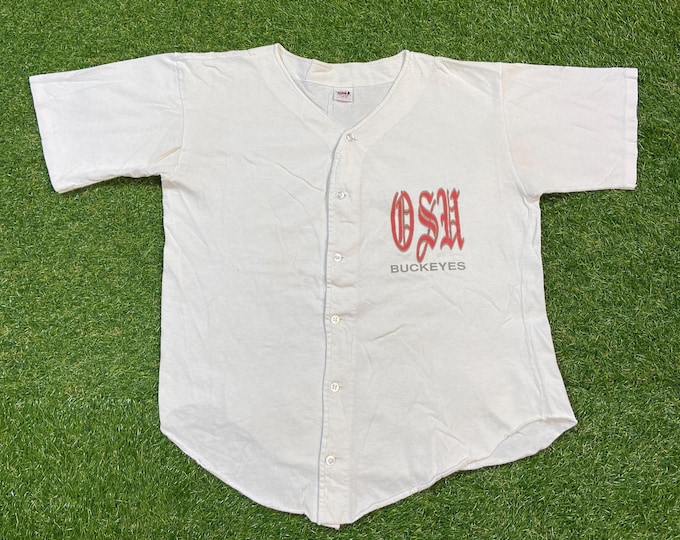 Vintage Ohio State University Jersey Shirt Tee Made USA Size Large L Buckeyes Cleveland OSU NCAA College Football 1990s 90s