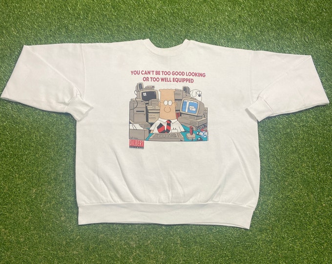 Vintage Dilbert Software Crewneck Sweatshirt Size Xtra Large XL Strip Graphic Comic Book Original 1990s 90s Pull Over Oversized