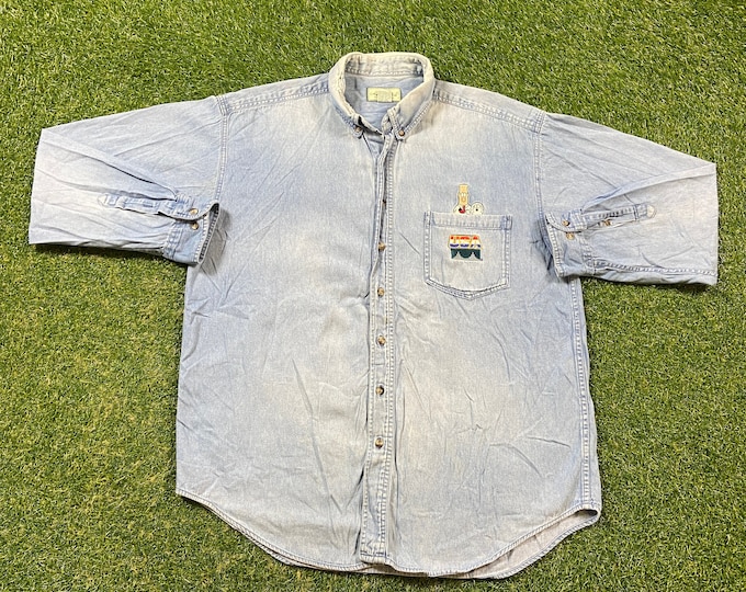 Vintage USA Long Sleeve Button Down Shirt Aspen Gold Size Xtra Large XL Classic Cartoon Classic Quality 1990s Comfy Great Fit Original 90s