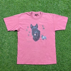 Vintage Scottish Terrier Dog Portrait T Shirt Tee Gildan Size Large L Dog Puppy Breed