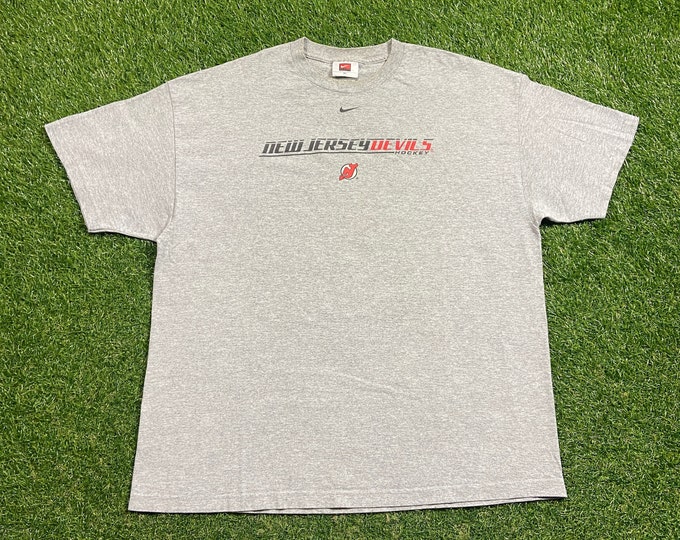 Vintage New Jersey Devils T Shirt Tee Nike Size Xtra Large XL NHL Hockey NJ New York Ny 1990s 90s Center Swoosh rare