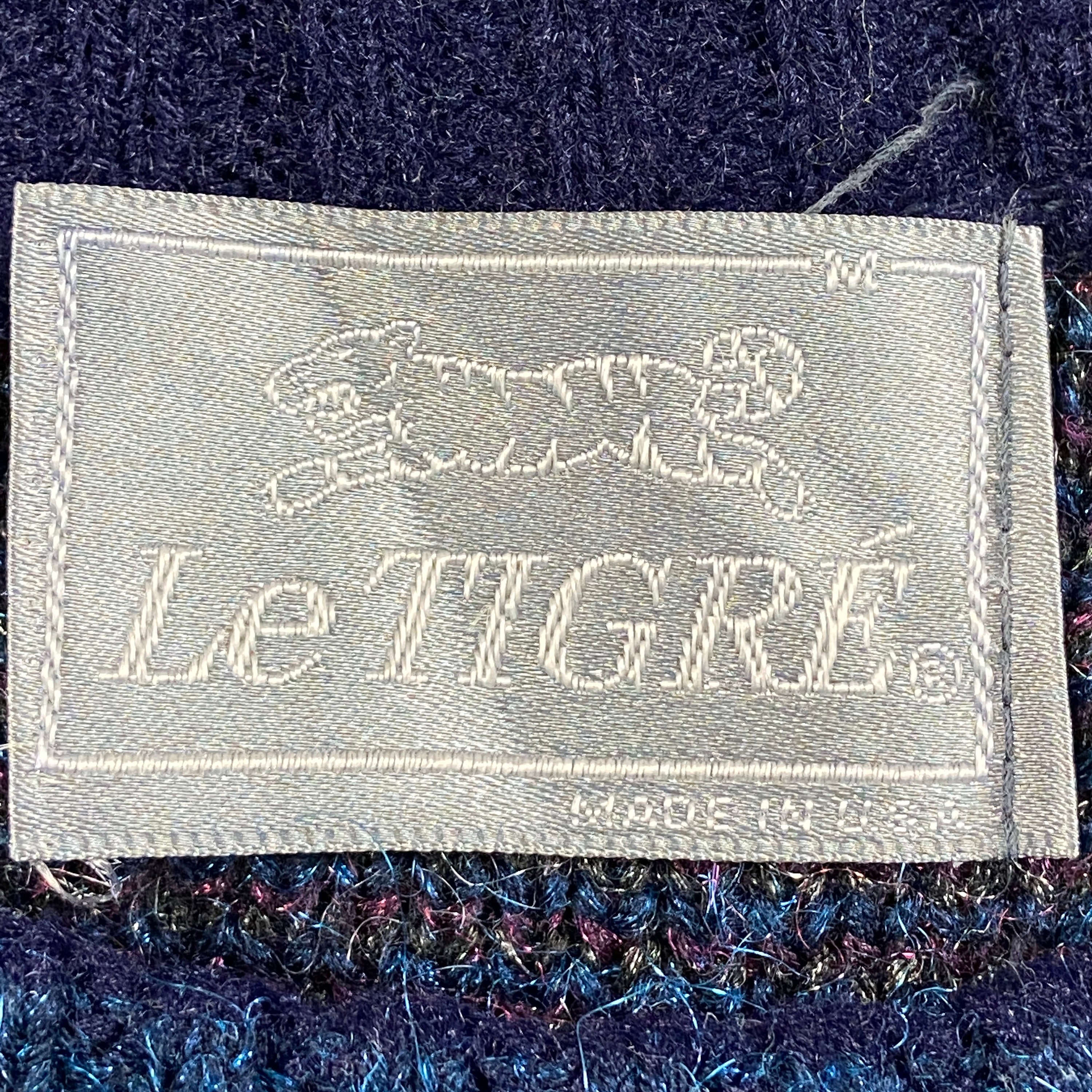 ヴィンテージ ブルー マルチカラー ニット クルーネック セーター