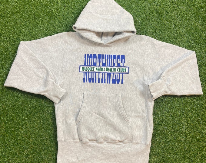 Vintage Northwest Racquet Swim & Health Clubs Hoodie Sweatshirt Champion Reverse Weave Made USA Medium Oversized Great Fit Original 90s