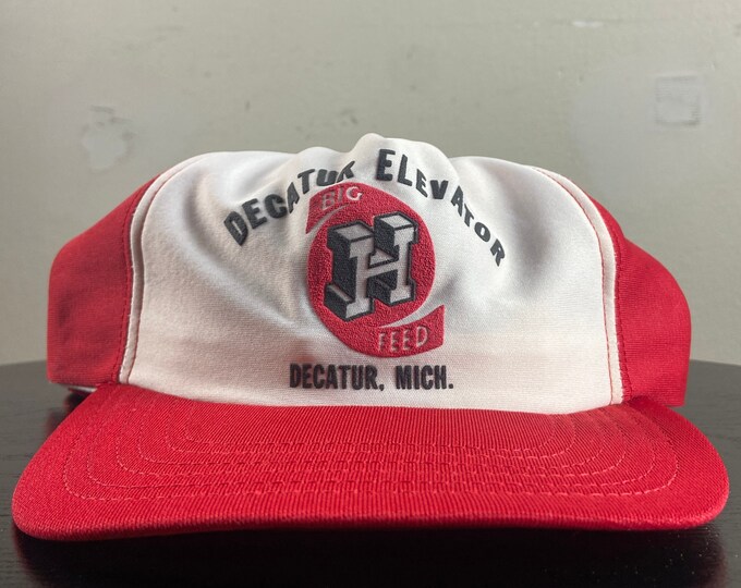 Vintage Big H Feed Snapback Hat Made USA OSFA Decatur Elevator Michigan Truckers Shipping 1980s 80s