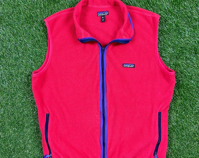 Vintage Patagonia Fleece Sweater Vest Made USA Size Xtra Large XL Warm Zipper Coat Cozy Comfy Hiking Coat 1990s 90s