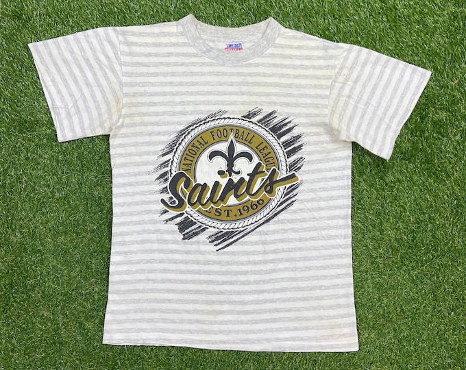 Vintage New Orleans Saints T Shirt Tee Trench Made USA Medium M NFL Football NOLA Drew Brees Big Easy Louisiana 1990s 90s Custom Air Brush
