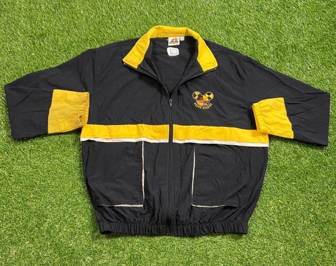 Vintage Epcot Center Test Track Jacket Speed Zone Race Gear Size Large L Walt Disney World Magic Kingdom Disneyland Mickey Mouse Classic 90s