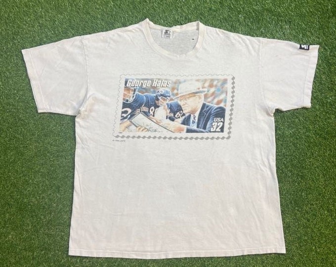 Vintage Chicago Bears George Halas T Shirt Tee Starter Size Xtra Large XL NFL Football Soldier Field Illinois 1990s 90s