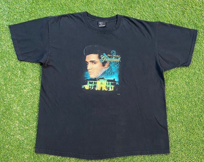 Vintage Elvis Presley T Shirt Tee Size XXL 2XL Direct From Graceland The King Classic Rock and Roll