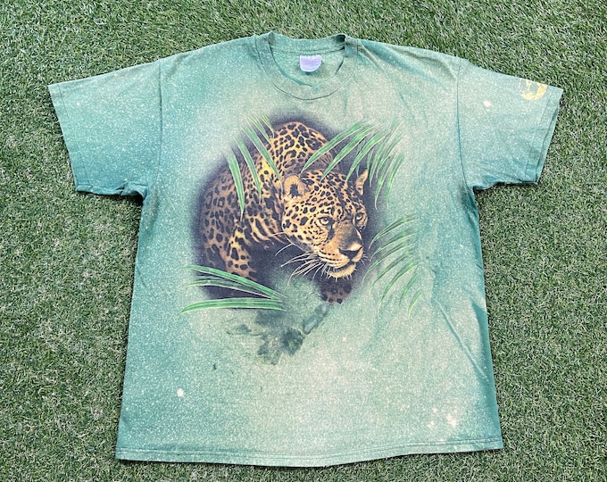 Vintage Cheetah T Shirt Hanes Size Xtra Large XL Wild Cats Lions Tigers Leopards Panthers Jungle Animal Safari King Nature Animals 1990s 90s