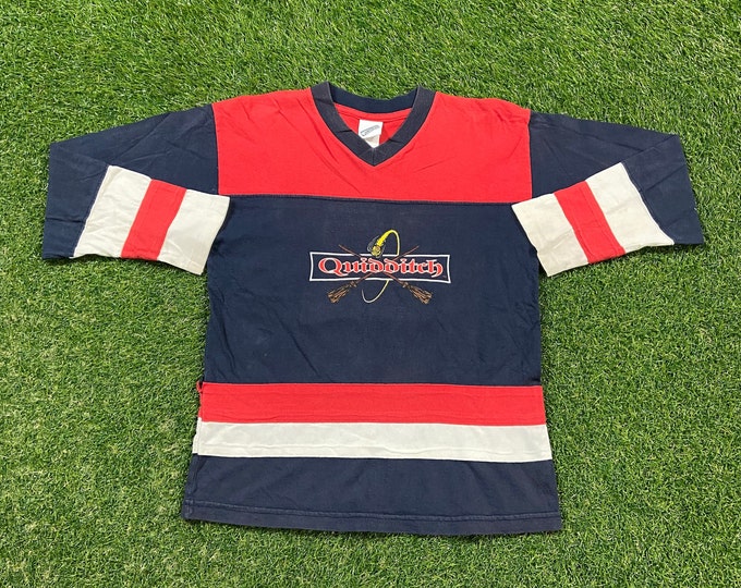 Vintage Quidditch Long Sleeve Shirt Made USA Size Medium M Harry Potter J. K. Rowling Warner Bros Film 00s
