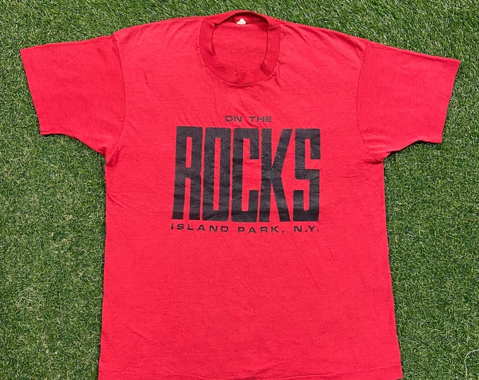 Vintage On the Rocks Island Parks New York T Shirt Tee Screen Stars Made USA Size Xtra Large XL Classic 1990s 90s