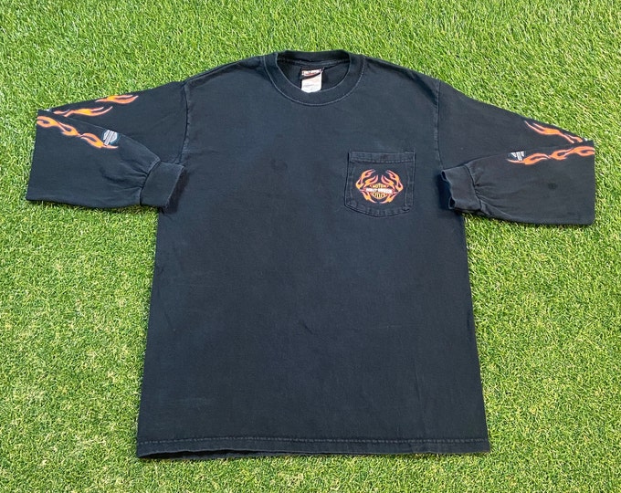 Vintage Harley Davidson Joe Carson Long Sleeve T Shirt Tee Made USA Size Medium M Carroll Ohio Motorcycle Bike Week HOG 1990s 90s
