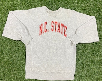 Vintage NC State University WolfPack Crewneck Sweatshirt Champion Reverse Weave Xtra Large XL NCAA College Basketball Pull Over Oversized