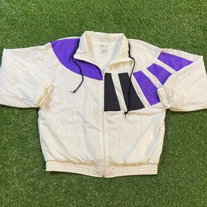 Vintage Graphic Windbreaker Zip Up Jacket Bocoo Size Medium M Multicolor Streetwear Sport Active Wear Classic Light Rain Coat 1990s