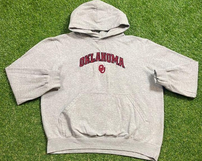 Vintage University of Oklahoma Sooners Hoodie Sweatshirt Champs Size Medium M NCAA College Football Pull Over Oversized 1990s 90s