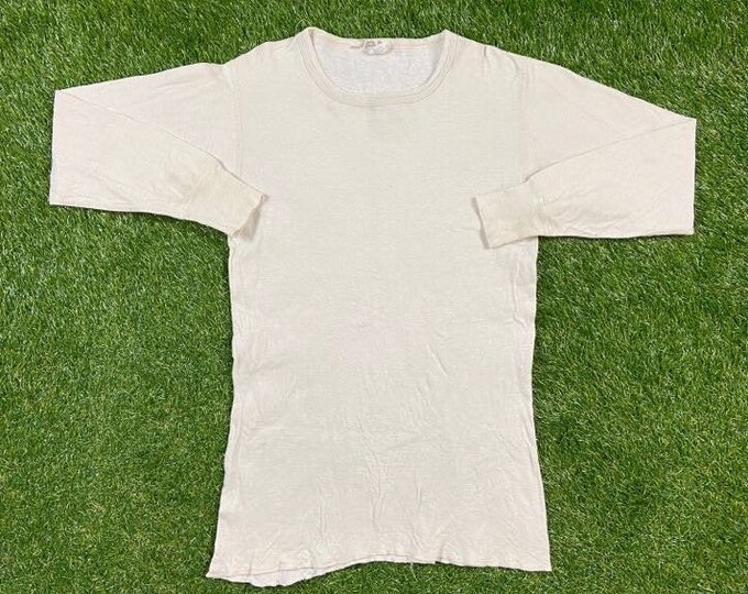 Vintage Plain White Long Sleeve Shirt Lee Made USA Size Xtra Large XL Quality 1960's Fit Original 60s Pull Over True Vintage
