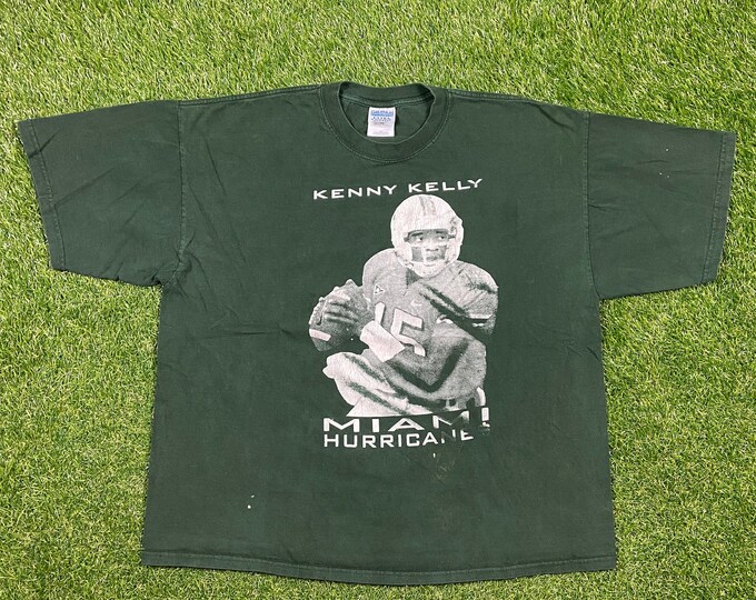 Vintage University of Miami Hurricanes Kenny Kelly T Shirt Tee Gildan Size XXL 2XL 305 The U Miami Style Florida NCAA College Football