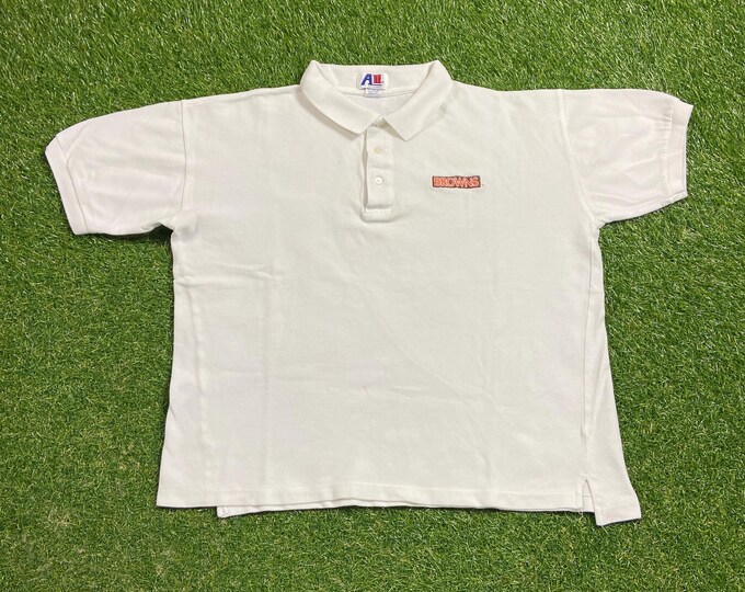 Vintage Cleveland Browns Polo Shirt Size Large L Ohio NFL Footballs Dawg Pound 1990s 90s