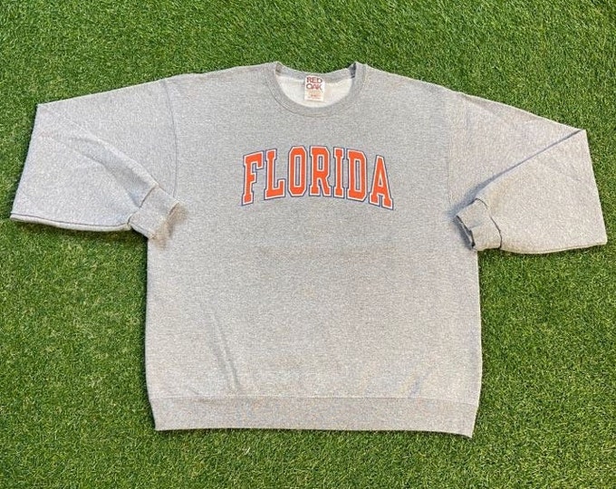 Vintage Gators University of Florida Crewneck Sweatshirt Size Xtra Large XL Swamp UF Orange Blue Alligator Gainesville Pull Over 1990s 90s