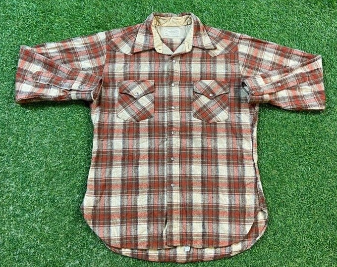 Vintage Pendleton Flannel Button Down Shirt Made USA Size Large L Outdoor Wear Work Wear Rugged 1990s 90s