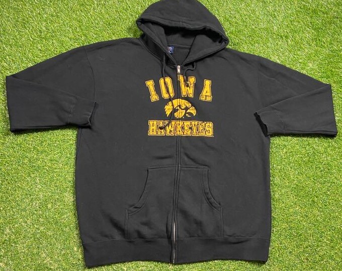Vintage University of Iowa Hawkeyes Hoodie Sweatshirt Size XXL 2XL NCAA College Football Pull Over Oversized 1990s 90s