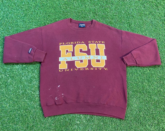 Vintage Florida State University Seminoles Crewneck Sweatshirt Made USA Size Large L NCAA College Football FSU Pull Over Oversized
