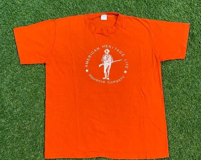 Vintage American Heritage Life T Shirt Tee Sportswear ll Made USA Size Large L Life Insurance Company 1990s 90s