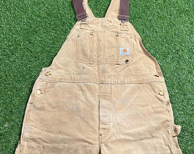 Vintage Carhartt Overalls Size Large L Apparel Fashion Jeans Pop Suspenders Work Wear Rugged 1990s 90s