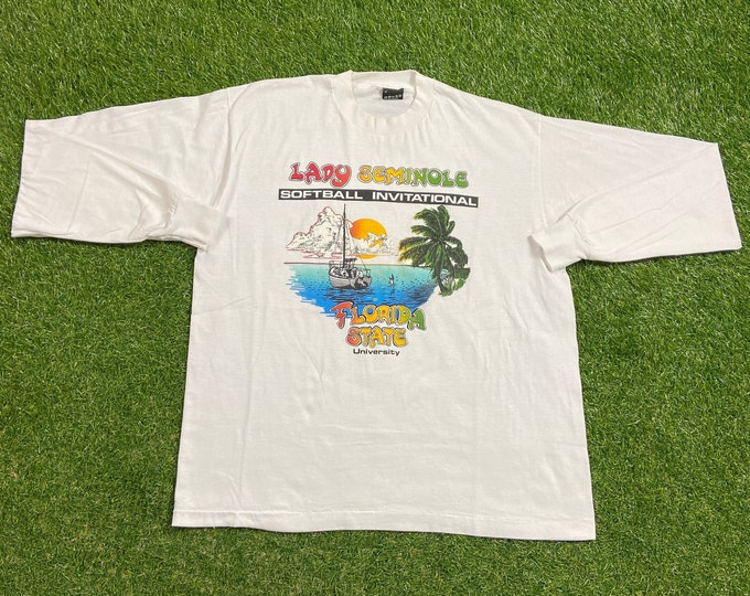 Vintage Florida State University Seminoles Long Sleeve Shirt Made USA Lady Seminole Softball Invitational Tallahassee FSU 1990s 90s