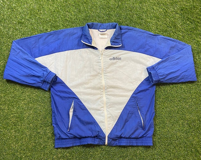 Vintage Adidas Windbreaker Jacket Zip Up Size Large L 1980's 80's Rare All Sports Rain Athletic Wear Streetwear Light Jacket Classic