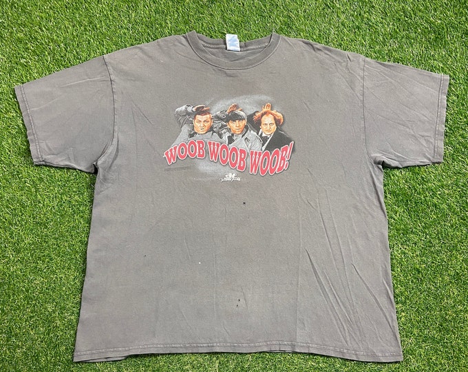 Vintage The Three Stooges T Shirt Tee Gildan Size XXL 2XL Tv Sitcom Classic Comedy Columbia Pictures 1980s 80s