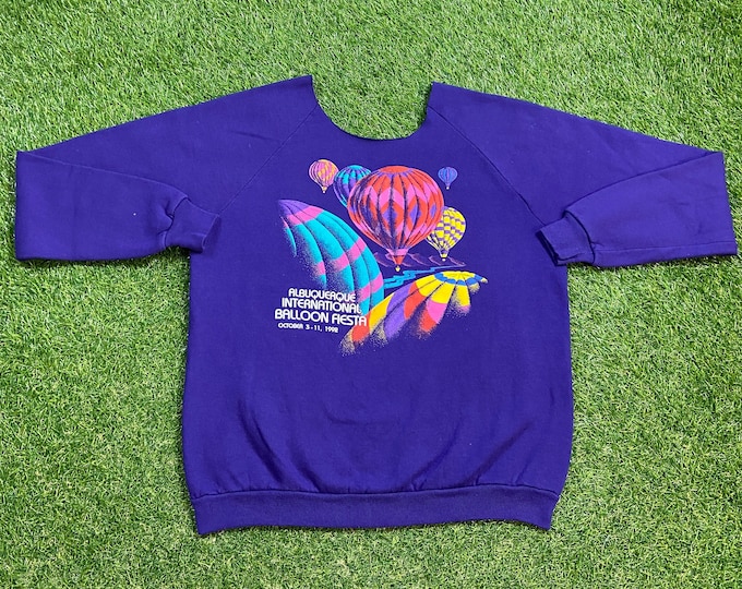 Vintage Albuquerque International Balloon Festival Crewneck Sweatshirt Size Large L Hot Air Balloon New Mexico 1990s 90s Pull Over