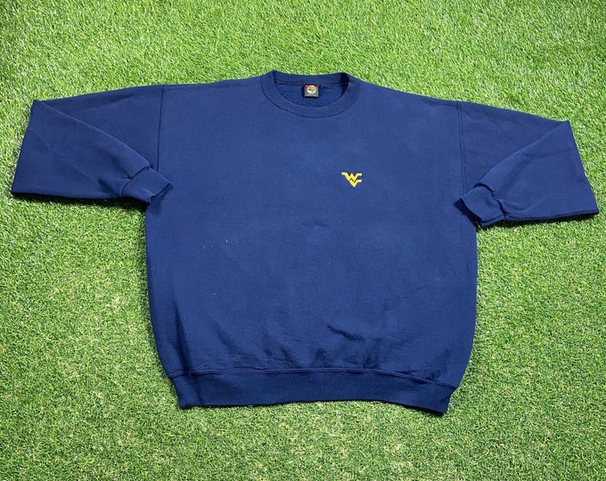 Vintage West Virginia University Crewneck Sweatshirt Made Usa Size Xtra Large XL Mountaineers WVU NCAA College Football Pull Over Oversized
