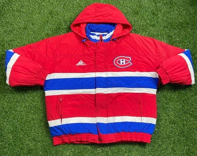 Vintage Montreal Canadiens Puffer Jacket Apex One Size Large L NHL Hockey Quebec 1990s 90s
