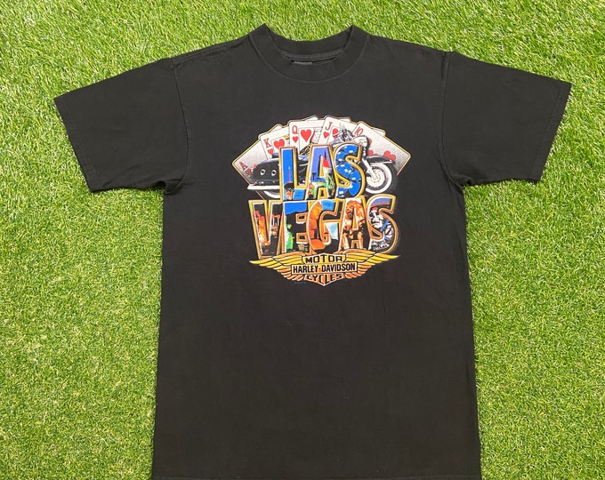 Vintage Harley Davidson T Shirt Tee Made USA Size Large L HOG Las Vegas Nevada 3D Eagle Motorcycle Truckers Biker Classic