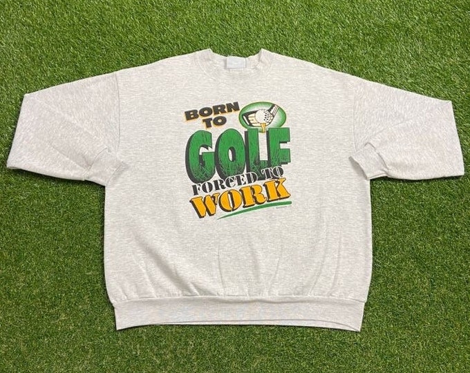 Vintage Born to Golf Crewneck Sweatshirt Lee Size Xtra Large XL US Open Masters Tiger Woods 1990s 90s Pull Over Oversized