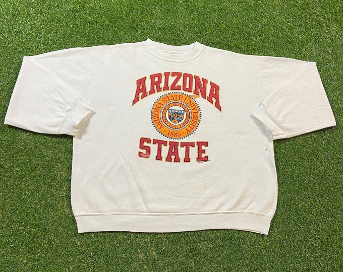 Vintage Arizona State University Crewneck Sweatshirt Tultex Made USA Size XXL 2XL 90s Phoenix Sun Devils ASU 1990s Classic Pull Over