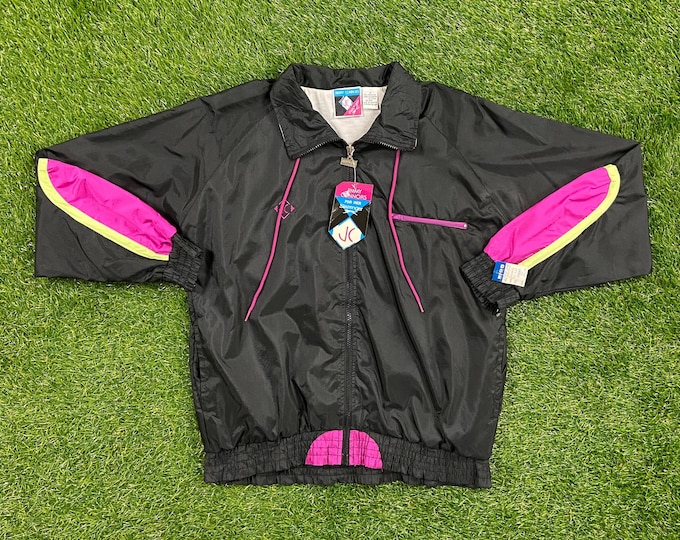 Vintage Jimmy Conors Slazenger Windbreaker Zip Jacket Size Small Brand NEW Tags Designer Multi Color 1990's 90's Streetwear Rain Sport 80s