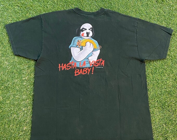 Vintage Big Dogs Hasta La Vista Baby! T Shirt Tee Size Xtra Large XL Puppy Dog Breed Santa Barbara Graphic 90s 1990s